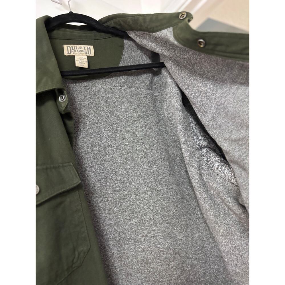 Duluth Trading Co Mens 3XL Tall Lined Canvas Shirt Jacket Olive Green Shacket - Picture 2 of 7